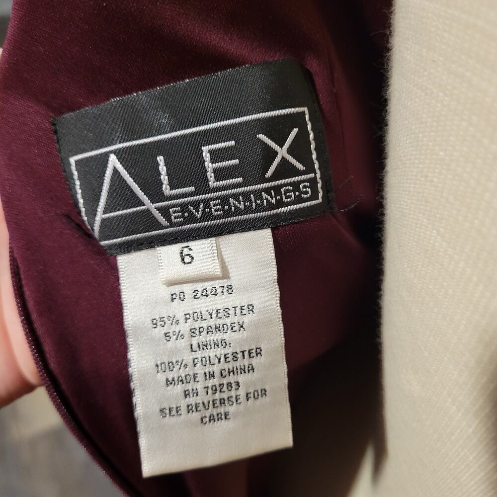 Classic Stretch Ruched Evening Dress Alex Evenings Wine Red Size 6 3/4 Sleeve. - Picture 10 of 10